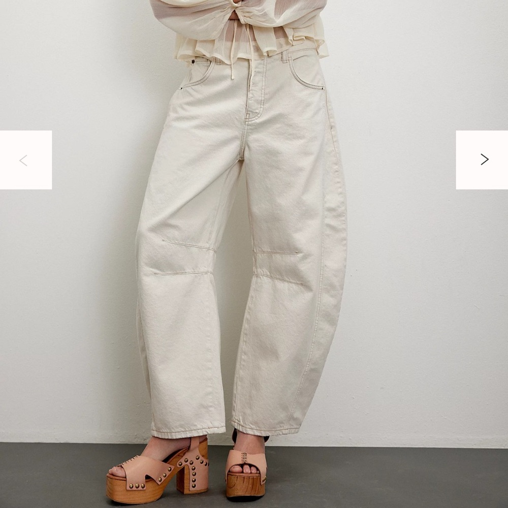 We The Free Cream Women Barrel Jeans